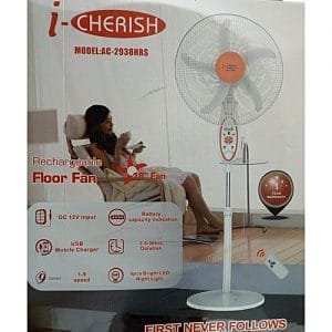 I-CHERISH Rechargeable Fan With USB And Remote + Solar Chargin - 18"