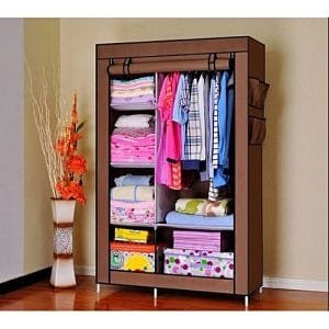 Generic XLIN Metal Shelves And Dustproof Non-woven Fabric Wardrobe