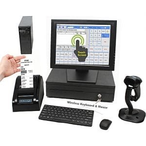 Hicom TOUCH SCREEN MONITOR + Desktop Computer + Cash Drawer + Receipt Printer + Barcode Scanner + POS Software + Mobile Report Alert