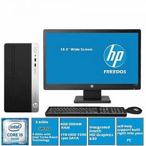 HP Prodesk 400 G4 Microtower Intel Core-i5 4GB/1TB HDD+18.5'' Monitor( FREEDOS)