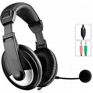 Generic Adjustable Headset Headphone With Microphone 3.5mm Plug & Play For Gaming, PC/Laptop And Mobile Devices - Black