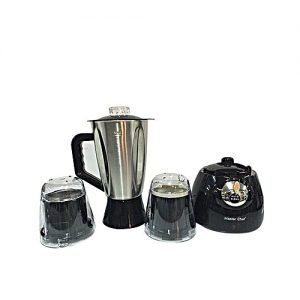 Master Chef 3 In 1 Stainless Blender With Plastic Mills- Black