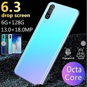 Generic New M9 6.3 Inch Android 9.1SmartPhone10Cores (6GB RAM+128GB ROM) 13MP+18MP HD Screen Dual Card SmartPhone-Blue