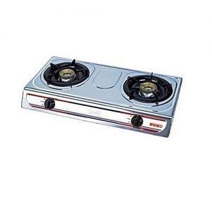 Generic Double Burner Auto Ignition Table Top Gas Cooker - Silver, Black