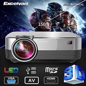Excelvan Q6 Upgraded 4Inch Mini LED Projector - US Plug - Silver