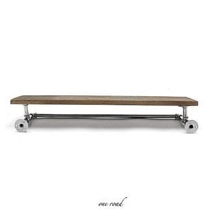 Generic 35 "Industrial Retro Silver And Iron Pipe Clothes Track Shoes Wooden Rack Wardrobe