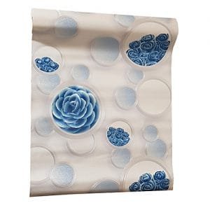 Generic 3D Floral Wallpaper - White & Blue