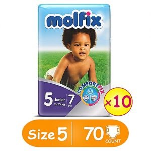 Molfix Comfort Fix Diapers, Size 5 (x 10) (70 Count)