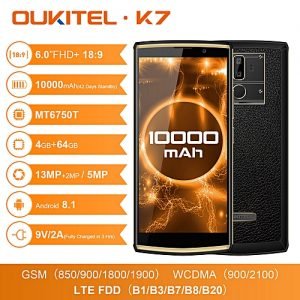 Oukitel K7 6.0-Inch With Back Case(4GB RAM 64GB ROM)10000mAh Battery 4G Smartphone-BLACK