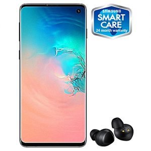 Samsung Galaxy S10 6.1-Inch AMOLED (8GB, 128GB ROM) Android 9.0 Pie, 12MP + 12MP + 16MP Dual SIM 4G Fingerprint Smartphone - Prism White (+ Free Samsung Earbuds)