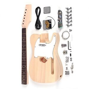 Generic Tele Style Unfinished DIY Electric Guitar Kit Basswood Body Maple Neck Rosewood Fingerboard