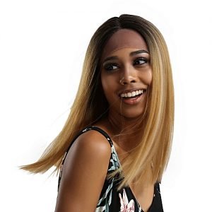 Fashion SI Brazilian Black Lace Front Full Wig Bob Wave Natural Looking Fashion Women Wigs -Yellow