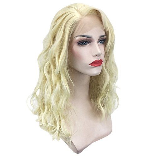 Fashion Suyadoxi Brazilian Less Lace Front Full Wig Wave Gold Natural Looking Women Wigs Hair - Gold