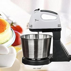 Generic 7 Speed Electric Beater Dough Cakes Bread Egg Stand Mixer Hand Blender Bowl Black