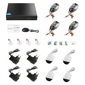 Generic TA-4 Channels 2.0MP Coaxial Cameras + HD Video Recorder CCTV Surveillance DIY Kit Black & White