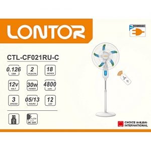 Lontor 18-Inch Rechargeable Standing Fan - White