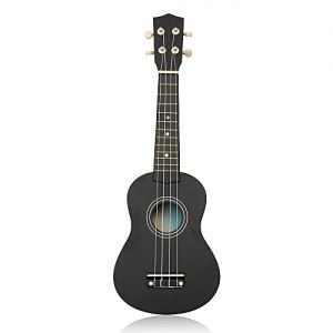 Generic 21 Inch 12 Fret Black Acoustic Maple Wood Ukulele Musical Instrument 54x17x5.5cm Ukulele Four-string Small Guitar