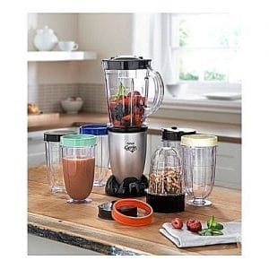 Hinari Versatile 8-in-1 Juice Extractor, Smoothie Maker & Blender - Mix, Chop, Blend, Puree, Grind, Whip, Grate, Juice - Proteinshake/Milkshake/SportsDrink Maker