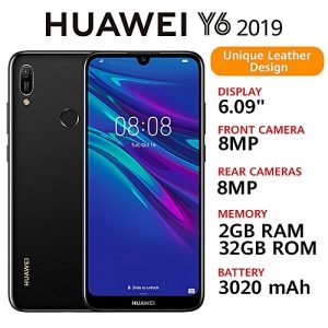 Huawei Y6 Prime 2019 6.09-Inch HD+ Dewdrop (2GB,32GB ROM) Android 9.0 Pie, 13MP + 8MP Dual SIM 4G 3020mAh Smartphone - Midnight Black
