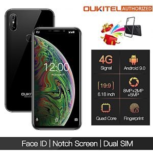 Oukitel C13 Pro 6.18-Inch(2GB/16GB), 3 Camera Android 9.0 Quad Core 3000mAh 4G Smartphone-BLACK
