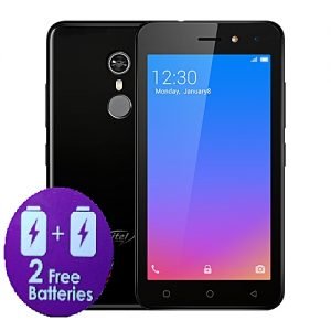 itel A33 5.0" Screen, Android 8.1, 16GB ROM + 1GB ROM, 2PCS 2200mAh Battery, Fingerprint, 5+2MP Camera - Black + FREE CASE