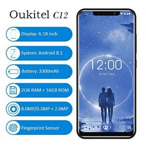Oukitel C12 - 3G - 6.18" (2GB RAM + 16GB ROM) - Dual SIM - Fingerprint Sensor - 3300mAh - Black