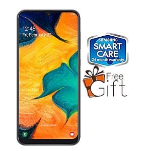Samsung Galaxy A30 6.4'' (4GB RAM, 64GB ROM) Android 9.0, (16MP + 5MP) + 16MP 4G LTE + FREE TEMPERED GLASS & BACK CASE