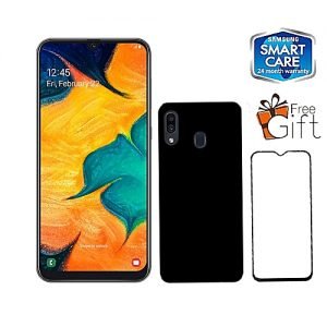 Samsung Galaxy A30 6.4'' (4GB RAM, 64GB ROM) Android 9.0, (16MP + 5MP) + 16MP 4G LTE + FREE TEMPERED GLASS & BACK CASE - BLUE