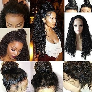 Fashion Suyadoxi Fashion Black Long Curly Lace Front Full Wig Brazilian Human Hair Wave Wig - Black
